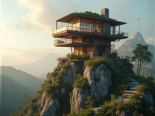 tigers nest,house in mountains,house in the mountains,lookout tower,tree house hotel,asian architecture,tree house,watch tower,treehouse,observation tower,teahouse,mountain settlement,stone pagoda,treehouses,mountain hut,dreamhouse,stilt house,the cabin in the mountains,wooden house,forest house,Photography,General,Realistic