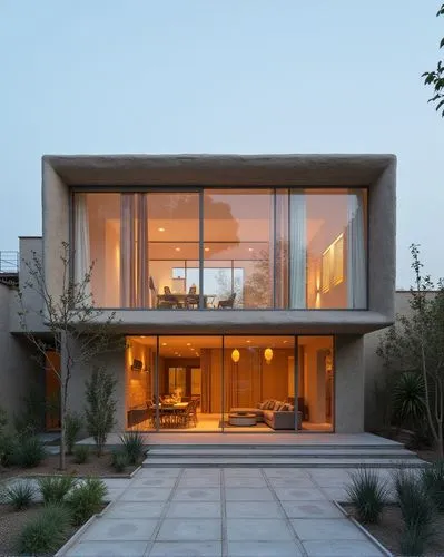  ,the modern house with large glass windows looks like it has a living room on one side,dunes house,modern house,modern architecture,cubic house,cube house,cantilevered