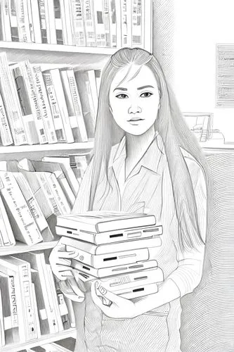 a femal,digitization of library,librarian,book illustration,girl studying,bookkeeper,the girl studies press,information management,bookselling,bookkeeping,library book,digitizing ebook,books,student i