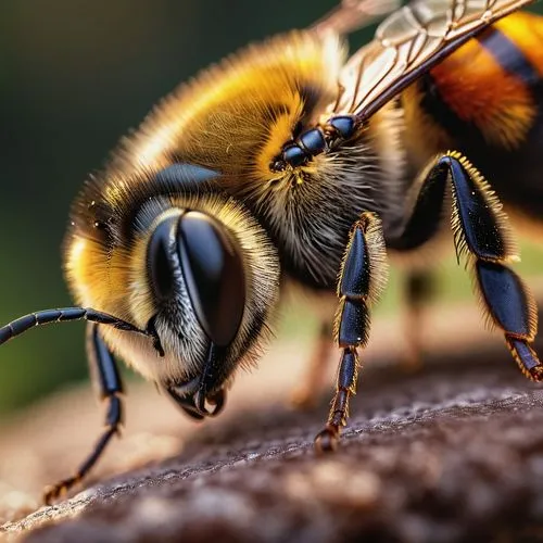 bee macro shot,a bee is sitting on a brown table,bee,vespula,hymenoptera,apis mellifera,fur bee,wild bee,Photography,General,Commercial