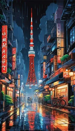 tokyo city,tokyo,tokyo ¡¡,asakusa,kabukiman,kamurocho,shinjuku,kyoto,osaka,tokio,kabukicho,akiba,japan,japanese umbrellas,ikebukuro,akira,japanese icons,tokyoites,nakano,japan landscape,Illustration,American Style,American Style 13