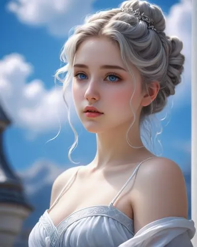 ellinor,elsa,white rose snow queen,vasilisa,fantasy portrait,rapunzel,Art,Classical Oil Painting,Classical Oil Painting 13