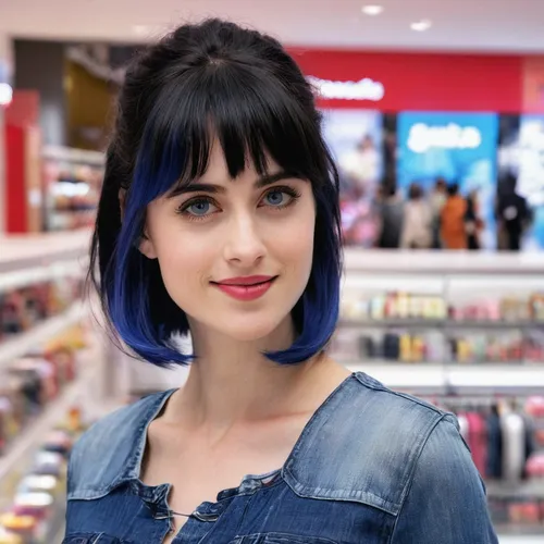 blue hair,shopping icon,pixie-bob,denim,ojos azules,denim jumpsuit,denim background,porcelain doll,denim bow,paloma,women's cosmetics,lena,bob cut,pixie cut,beautiful girl,bangs,denim jacket,romantic look,indigo,cute,Photography,Documentary Photography,Documentary Photography 10