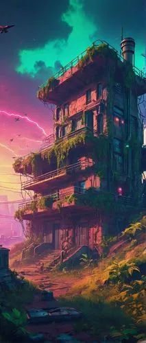 gunkanjima,futuristic landscape,kazoku,aurora village,sedensky,postapocalyptic,dusk,outpost,ghibli,abandoned place,meteora,fantasy landscape,cybertown,kinkade,kanto,cityscape,lostplace,lost place,cyberpunk,ancient city,Conceptual Art,Sci-Fi,Sci-Fi 27