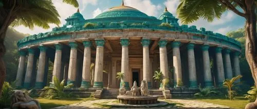 artemis temple,egyptian temple,greek temple,pillars,mausoleum ruins,poseidons temple,columns,tempio,temple of diana,water palace,botanique,parnassus,tempel,roman temple,halicarnassus,mausolea,ancient city,karakas,kukulkan,capitolium,Conceptual Art,Fantasy,Fantasy 23