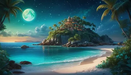 ocean paradise,an island far away landscape,fantasy picture,dream beach,ocean background,fantasy landscape,emerald sea,tropical island,tropical sea,delight island,paradisus,the island,island,paradise beach,cartoon video game background,tropical beach,beach landscape,islands,java island,landscape background,Photography,General,Commercial