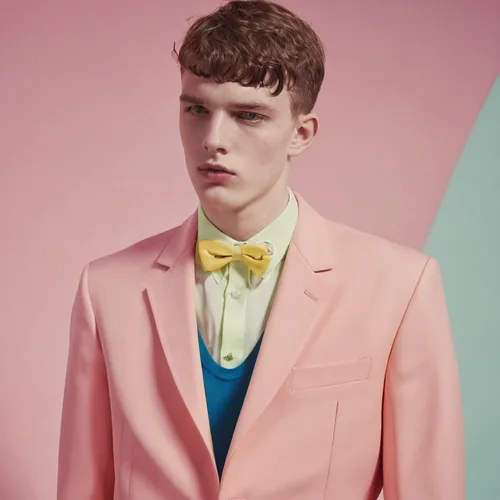 man in pink,pink tie,gold-pink earthy colors,pastel colors,male model,pastels,men's suit,boys fashion,george russell,bow-tie,sorbet,men's wear,acne,silk tie,cravat,trend color,menswear,color combinations,pink ribbon,beatenberg,Conceptual Art,Sci-Fi,Sci-Fi 29