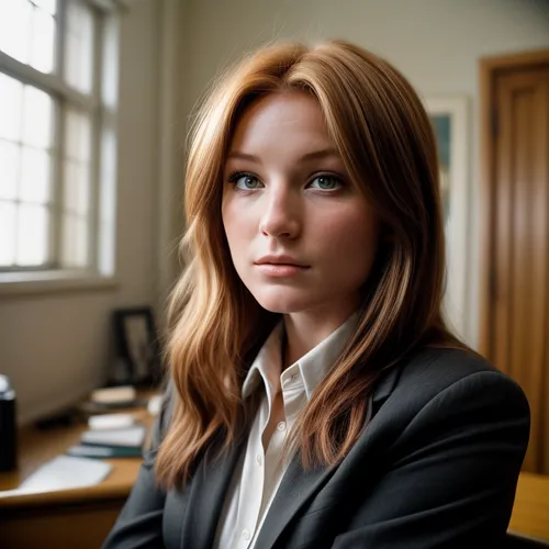 Tatum O'Neal 21-year-old, inquisitive expression (Nikon PC 35mm f2.8),businesswoman,business woman,secretary,business girl,office worker,maci,lawyer,civil servant,attorney,barrister,portrait of christ