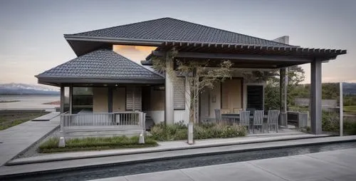 neighbour house,pool house,roof landscape,luxury property,holiday villa,summer house,grass roof,folding roof,japanese architecture,dunes house,luxury home,modern house,slate roof,asian architecture,pr