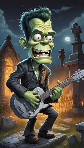 halloween frankenstein,frankenstein,frankenstein monster,thrash metal,goblin,frankenstien,guitar solo,guitar player,bass guitar,undead,fgoblin,zombie,lead guitarist,minion hulk,punk,spotify icon,helloween,rock music,halloweenchallenge,days of the dead,Illustration,Abstract Fantasy,Abstract Fantasy 23