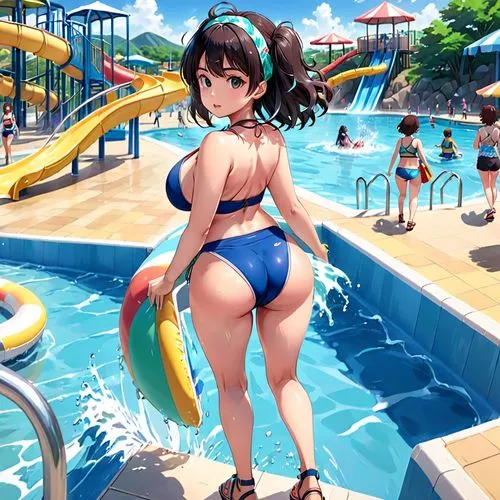 keijo,summer background,water park,waterpark,tsugumi,nanako,maho,megumi,gessen,yanmei,sanya,haruhi,makoto,himawari,rinko,idolmaster,yukiko,ranka,tsukiko,bayumi,Anime,Anime,Realistic