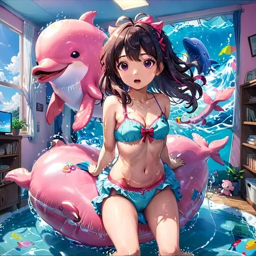 uzuki,chieri,kawaii people swimming,mermaid background,manabi,puka,Anime,Anime,Realistic