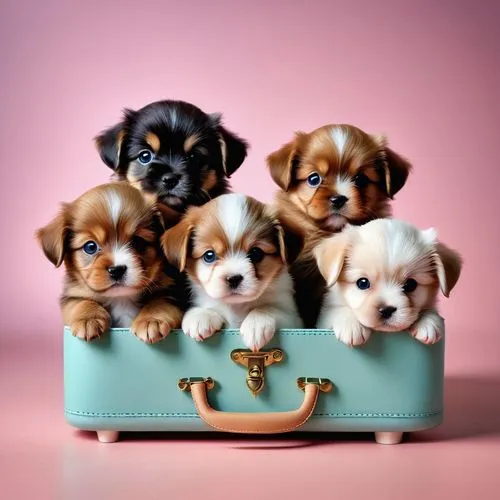 basket of chocolates,puppies,doghouses,french bulldogs,luggages,pups,Photography,General,Commercial