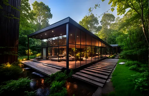 house in the forest,forest house,timber house,mirror house,inverted cottage,landscape design sydney