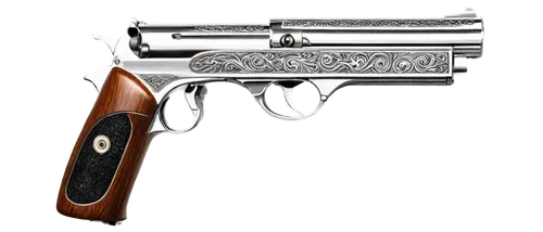 Colt, handgun, western style, metallic material, detailed engravings, wooden grip, chrome finish, cylinder open, bullet shells, low-angle shot, dramatic lighting, shallow depth of field, cinematic com