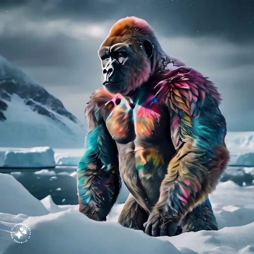 snow monkey,gorilla,yeti,silverback,antarctic,kong,arctic,primate,neanderthal,king kong,ape,south pole,winter animals,eskimo,antartica,north pole,orangutan,ice planet,nunatak,polar