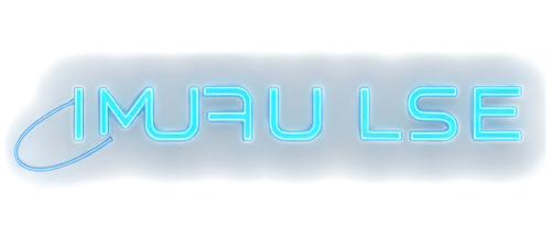 Impulse logo, futuristic design, metallic silver, neon blue lines, curved shape, 3D effect, glossy surface, high-tech feel, dynamic composition, low-angle shot, dramatic lighting, vibrant color scheme