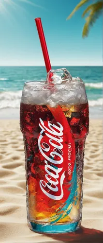 Create a GIF of a refreshing glass of Coca-Cola on a sunny beach.,coca-cola light sango,coca cola logo,ice cap,coca-cola,tropical drink,sub-tropical,carbonated soft drinks,frozen carbonated beverage,p