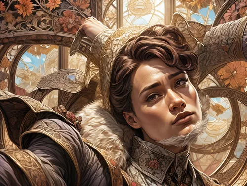 heroic fantasy,fantasy portrait,detail shot,queen cage,fantasy art,joan of arc,amano,golden wreath,sci fiction illustration,the carnival of venice,cg artwork,valerian,rosa ' amber cover,thrones,artemisia,robert harbeck,fable,game illustration,vanessa (butterfly),queen anne