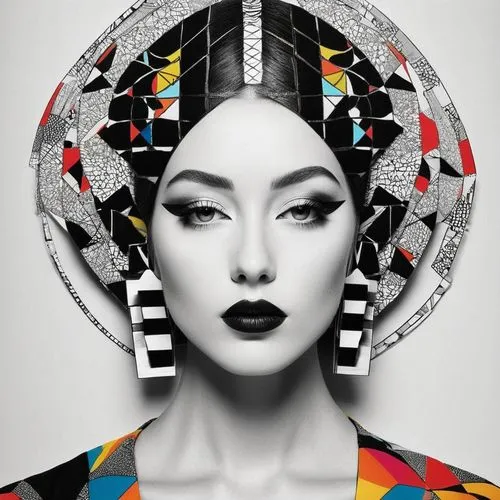 homogenic,rankin,geisha girl,inner mongolian beauty,sade,concubine,pop art style,geisha,african art,chedid,asian vision,african woman,cool pop art,maiko,blumenfeld,pop art woman,oriental girl,misia,asian woman,afrofuturism,Illustration,Abstract Fantasy,Abstract Fantasy 08