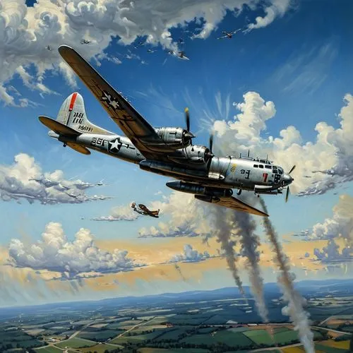 oil  painting 

Boeing B-29 Superfortress tail gunner crucified upon his own airplane screaming,an airplane is flying above the clouds with another airplane,usaaf,lancaster,superfortress,lancasters,so