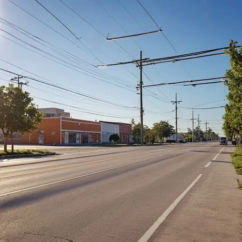 Orange city, buildings, electric poles, roads, beautiful morning sunlight.,streetsville,glanbrook,villeray,boucherville,transcona,oshawa,arterials,gwillimbury,cartierville,conneaut,beamsville,chateaug