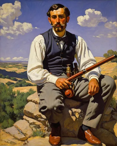 Man with a Pipe, Frederic Bazille,winemaker,banjo player,pipe smoking,man holding gun and light,tobacco pipe,western concert flute,tuscan,east-european shepherd,itinerant musician,a carpenter,lev lago