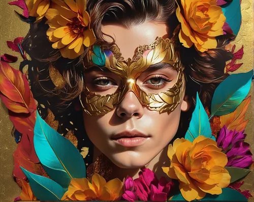 golden mask,masquerade,gold mask,golden wreath,laurel wreath,harry,digital painting,harry styles,venetian mask,flowers png,golden flowers,floral wreath,styles,gold leaf,gold flower,with the mask,masks,fantasy portrait,mask,gold leaves,Photography,Artistic Photography,Artistic Photography 08