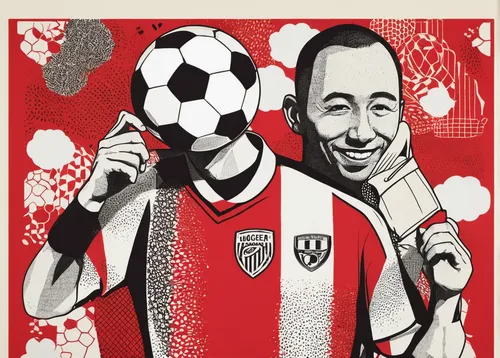 Create a soccer-themed profile picture with a joyful mood.,athletic,st george ribbon,quenelle,soccer world cup 1954,futebol de salão,popart,roy lichtenstein,sport,world cup,crest,cool pop art,football