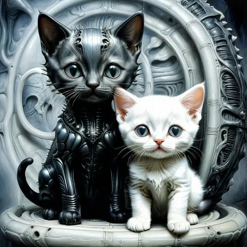 giger,cataphracts,gothic portrait,vintage cats,two cats,gatos,familiars,cat lovers,catsoulis,felines,kittens,pet black,cats,lacrimosa,automatons,mirror of souls,kitties,cylons,cat family,copycatting,Conceptual Art,Sci-Fi,Sci-Fi 02