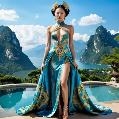 cheongsam,jolin,miss vietnam,oriental princess,teal blue asia,zilin,xiaoqing,yuanpei,xufeng,kunplome,qipao,caftan,dorne,yangmei,qixi,a floor-length dress,macao,tretchikoff,oriental,hainan