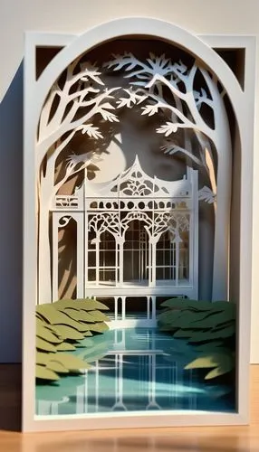 pergola,paper art,wooden mockup,diorama,model house,treehouses,3d rendering,tree house,display window,the laser cuts,3d fantasy,forest chapel,gazebo,background design,3d mockup,decorative frame,frame house,miniature house,cardstock tree,arbor,Unique,Paper Cuts,Paper Cuts 10