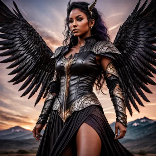 Make her skin lavender colored,dark angel,black angel,death angel,archangel,the archangel,raven,angels of the apocalypse,athena,business angel,black raven,winged,warrior woman,fallen angel,fire angel,