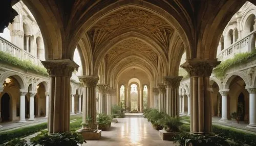 cloisters,cloister,abbaye de belloc,michel brittany monastery,abbaye,abbaye de sénanque,monastic,cloistered,monasterium,arcaded,inside courtyard,cathedrals,courtyards,fontevraud,lisieux,oxbridge,solesmes,sanctuary of sant salvador,transept,archabbey,Illustration,Realistic Fantasy,Realistic Fantasy 09