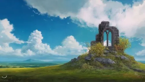 fairy chimney,alfheim,fantasy landscape,nargothrond,tirith,castle ruins,summit castle,ruined castle,world digital painting,eyrie,watchtower,beleriand,landscape background,stone tower,watch tower,studio ghibli,knight's castle,forteresse,cloudmont,castletroy