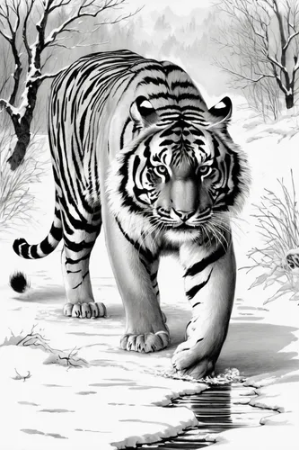 white tiger,siberian tiger,bengal tiger,a tiger,white bengal tiger,asian tiger,young tiger,tiger,blue tiger,tiger cub,tiger png,tigerle,tiger cat,chestnut tiger,bengalenuhu,big cat,amurtiger,royal tiger,the amur adonis,amur adonis,Illustration,Black and White,Black and White 34