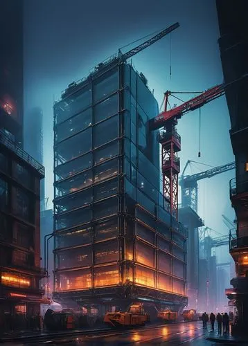 skyscraper,the skyscraper,constructorul,mega crane,construction site,skyscrapers,heavy construction,skyscraping,dystopian,ctbuh,building construction,skyscraper town,high-rise building,industrial landscape,cityscape,mvrdv,the large crane,highrises,under construction,construction,Art,Classical Oil Painting,Classical Oil Painting 08