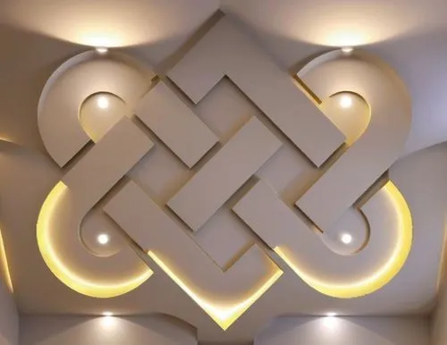 Gypsum decoration in the ceiling of a room with hidden LED lighting,a ceiling with a design and lights,monogram,art deco border,fanlight,dribbble logo,gold art deco border,wall lamp,Photography,Genera