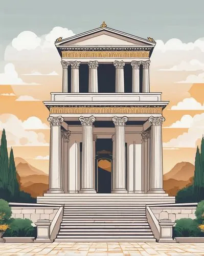 greek temple,temple of diana,zappeion,palladian,roman temple,pantheon,panagora,acropolis,tempio,neoclassicism,palladio,capitolium,laodicea,the parthenon,synaxarion,neoclassical,artemis temple,gennadius,neoclassic,mausolea,Illustration,Vector,Vector 01