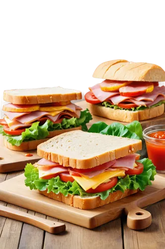 Delicious sandwiches, solo, various types, freshly made, crispy crust, soft bread, juicy fillings, lettuce, tomato, cheese, ham, turkey, roast beef, bacon, mayonnaise, ketchup, mustard, wooden cutting