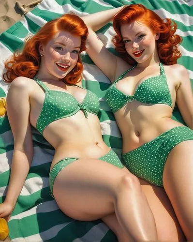 redheads,retro pin up girls,pin-up girls,pin up girls,retro women,two piece swimwear,1950s,ginger rodgers,vintage girls,ginger ale,model years 1958 to 1967,in green,model years 1960-63,50s,green,green oranges,pin ups,1950's,vintage 1950s,irish,Photography,Documentary Photography,Documentary Photography 15