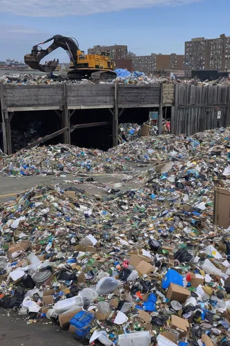 Compose a poem that captures the beauty of Rockaway Recycling and its impact on the environment.,landfill,waste separation,environmental disaster,trash land,garbage lot,plastic waste,recycling world,o