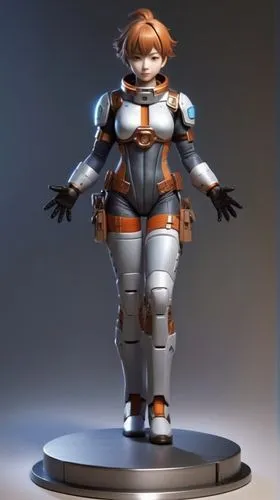 3d anime concept of cute cyborg woman wearing a black and silver futuristic space armor,3d figure,3d model,game figure,nausicaa,mei,liora,Unique,3D,3D Character