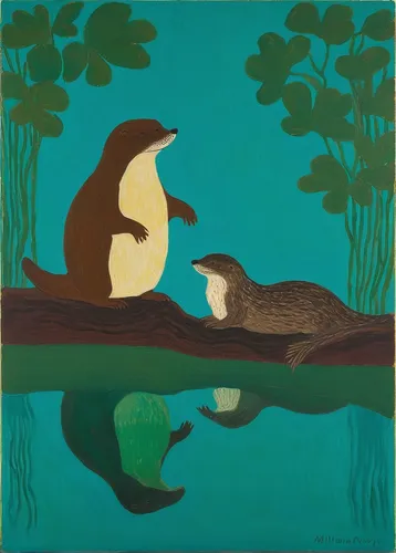 Imagine a romantic plot where Perry Platypus falls in love with a charming otter.,platypus,otters,wild ducks,duck and turtle,nutria-young,beavers,ruddy duck,north american river otter,whimsical animal