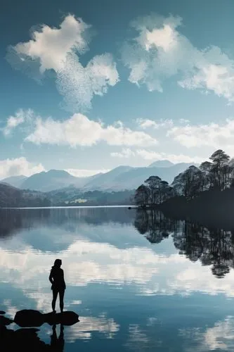 lake district,loch drunkie,loch,calm water,beautiful lake,tranquility,loch venachar,landscape background,landscape photography,calm waters,trossachs national park - dunblane,lakes,floating over lake,solitude,reflection in water,landscapes beautiful,mountainlake,digital compositing,evening lake,lakeside,Photography,Artistic Photography,Artistic Photography 07