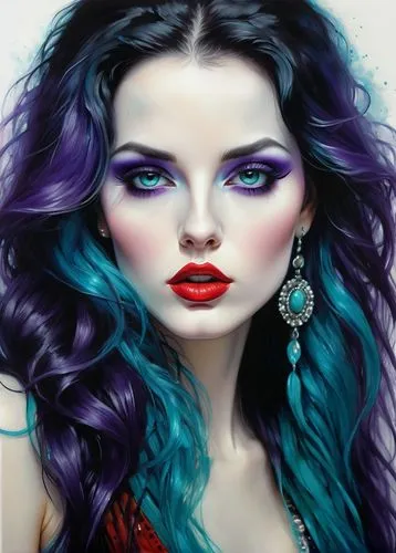 fantasy art,blue enchantress,fantasy portrait,fashion illustration,violet eyes,blue violet,mermaid vectors,world digital painting,boho art,painted lady,medusa,mystical portrait of a girl,purple lilac,violet colour,art painting,vampire woman,red-purple,the enchantress,ultraviolet,woman face