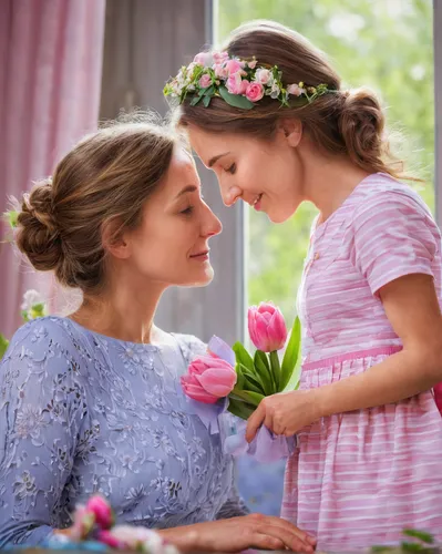 holding flowers,little girl and mother,florists,happy mother's day,floral greeting,mother's day,picking flowers,mother and daughter,girl in flowers,flower arranging,flower girl,beautiful girl with flowers,girl picking flowers,mothersday,mom and daughter,quinceañera,vintage flowers,floristry,spring crown,flower garland,Art,Classical Oil Painting,Classical Oil Painting 10