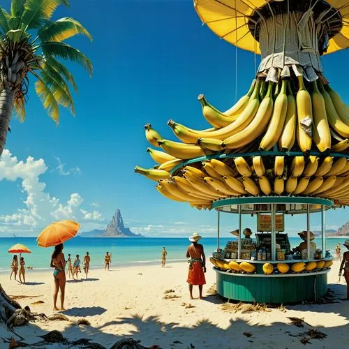 copacabana,umbrella beach,summer beach umbrellas,seaside resort,bahamonde,tropicale,Conceptual Art,Sci-Fi,Sci-Fi 19