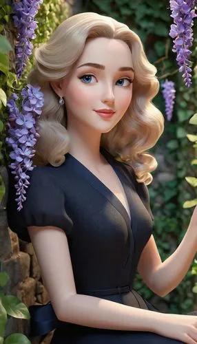 rapunzel,girl in flowers,beautiful girl with flowers,elsa,edea,common lilac,Unique,3D,3D Character