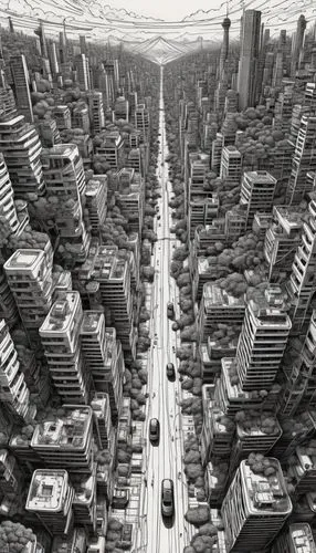 megacities,superhighways,simcity,city blocks,urbanization,black city,destroyed city,urbanworld,megapolis,urbanized,metropolis,skyscraping,arcology,gridlock,cityscapes,density,macroscale,urbanisation,urbanizing,city highway,Illustration,Black and White,Black and White 09